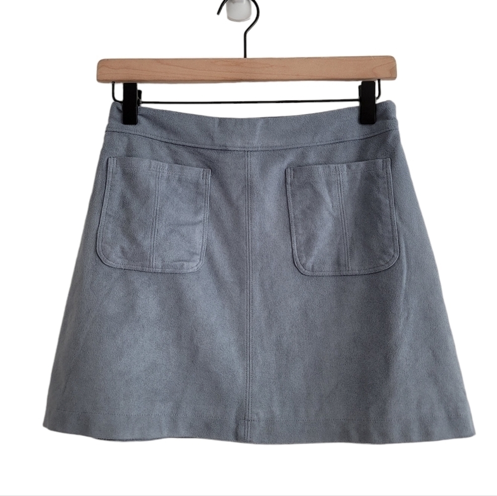Abercrombie & Fitch Gray Faux Suede Patch Pocket A-Line Mini Skirt